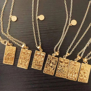Collar de la constelación del zodiaco, tarjeta de Tarot chapado en oro, acero de titanio, 12, gran oferta de Aliexpress - Product Image 3