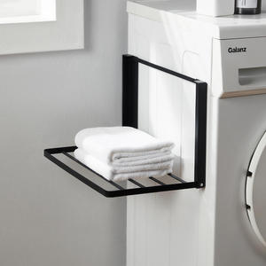 Étagère murale pliable en métal à double niveau pour serviettes, personnalisable, avec rangement latéral pour machine à laver, étagère magnétique pour la maison et l'hôtel - Product Image 1