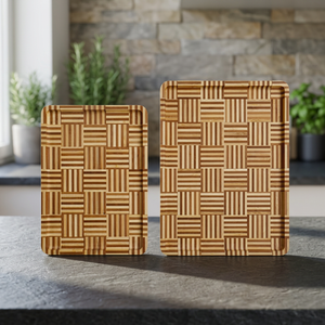 Ensemble de planches à découper en bois de bambou, 3 rainures pour jus, épaisseur 2,5 cm, rectangulaires. Planche de cuisine style butcher block pour la préparation et le service, en bois de bout - Product Image 4