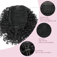 Synthétique Afro Puff Cheveux Queue De Cheval Doux Moelleux Afro Bouclés Postiches 12 Pouces Afro Crépus Bouclés Cordon Queue De Cheval Extensions De Cheveux