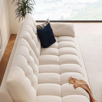 Französisches Modernes Dreisitzer-Modulsofa aus Chenille mit Liegefunktion und Schwammfüllung für Kleine Wohnzimmer