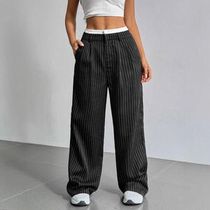 Pantalones largos con estampado de rayas para mujer, primavera otoño 2025, de cintura alta moda informal, pantalón Y2k, pantalones sueltos de pierna ancha, ropa de calle - Product Image 2