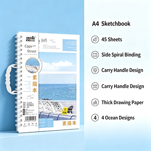 Blocco da Disegno a Spirale <span class=keywords><strong>A4</strong></span>, 45 <span class=keywords><strong>Fogli</strong></span>, con Maniglia, <span class=keywords><strong>4</strong></span> Design Oceanici, Carta Spessa per Artisti, Studenti, Scuola, Cancelleria, Vendita all'Ingrosso - Product Image 2