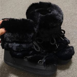 Bottes <span class=keywords><strong>de</strong></span> neige en fourrure <span class=keywords><strong>pour</strong></span> femmes hiver 2024 / Bottes <span class=keywords><strong>de</strong></span> <span class=keywords><strong>ski</strong></span> en fourrure <span class=keywords><strong>de</strong></span> lapin moelleuse / Bottes en coton chaudes imperméables à plateforme <span class=keywords><strong>pour</strong></span> femmes - Product Image 2