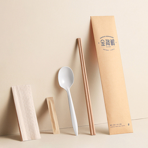 Biểu Tượng Tùy Chỉnh Cá Nhân Dùng Một Lần Dao Kéo Mô Nhà Hàng Đũa Spoon Set Với Kraft Túi Giấy Bao Bì Độc Lập - Product Image 3