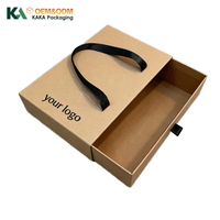 Caja de Cartón Kraft con Cajón Deslizante Impresa Personalizada con Asa de Cinta y Tirador para Joyería, Ropa y Regalos al por Mayor por KAKA