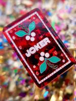 Ensemble de Mahjong Américain de Luxe Moderne Automatique en Acrylique Rouge Pailleté, Tuiles à Motif Floral Festif Personnalisé, 166 Tuiles, Écologique
