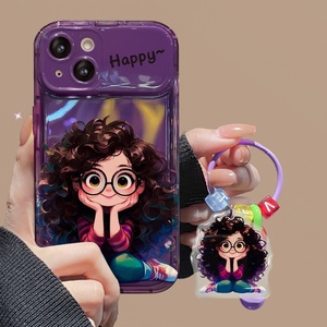 <span class=keywords><strong>Funda</strong></span> de Teléfono con Espejo de Maquillaje y Diseño de Chica de Cabello Rizado de Dibujos Animados de Lujo para <span class=keywords><strong>iPhone</strong></span> 16 15 14 12 <span class=keywords><strong>11</strong></span> Pro Max, <span class=keywords><strong>Funda</strong></span> Protectora Suave a Prueba de Golpes con <span class=keywords><strong>Colgante</strong></span> - Product Image 1