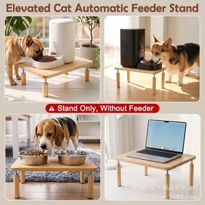 Comedero Ajustable de Madera para Mascotas con Tazón, Base de Alimentación Automática para Perros y Gatos, Soporte de Almacenamiento, Diseño Moderno - Product Image 4