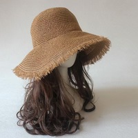 Sombrero Plegable para Mujer, Estilo Coreano Versátil con Flecos, Gorra Fresca para Primavera y Verano, Sombrero de Paja Tejido