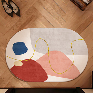 Abstract Oval Door <b>Mat</b> Imitation Cashmere Non Slip Entryway Rug Home Bathroom Bedroom <b>Floor</b> <b>Mat</b> <b>Soft</b> Absorbent Indoor Use - Product Image 3