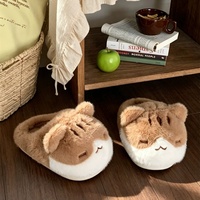 XIXITIAO Chaussons en peluche chat moelleux et mignons pour hommes et femmes, chauds pour l'hiver, antidérapants, pour la maison, motif animal de dessin animé, pour couple