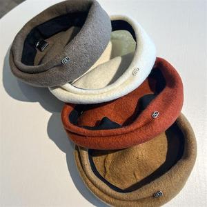 Béret épais en feutre de laine vintage français personnalisé pour femmes automne hiver bonnets élégants chapeau d'artiste - Product Image 6
