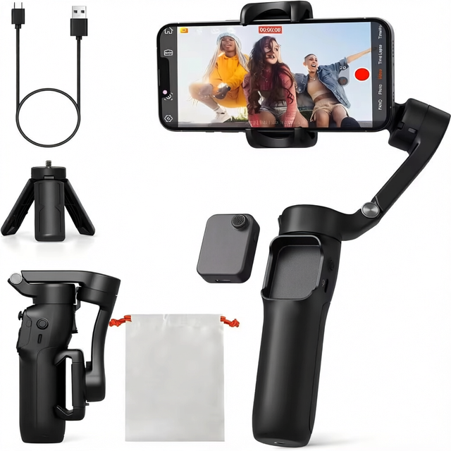 Portable 3-Axis Gimbal Stabilizer Flexible AI Auto Tracker with Tripod for Vlogging for Mobile Phones Gimbal for Smartphone
