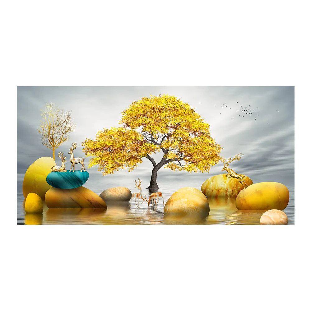 Dourado árvore imagem Still Life parede arte decoração paisagem lona pintura para decoração
