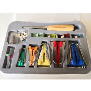 17pcs Fabric <strong>Bias</strong> Binding <strong>Tape</strong> <strong>Maker</strong> Kit Binder Foot Wooden Awl Pins Household DIY Quilting Patchwork Sewing Tools <strong>Set</strong> - Product Image 3