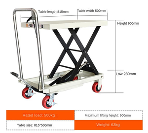 Plate-forme élévatrice à main de capacité 350KG / 500KG / 800KG Tables élévatrices à ciseaux hydrauliques - Product Image 6