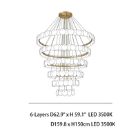 Lustre en acier doré et albâtre, luminaire suspendu à plusieurs niveaux pour plafond haut, hall d'hôtel, escalier, villa, personnalisable