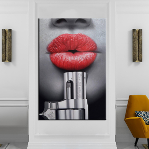 Regalo fantasía pintura al óleo Sexy labios lienzo arte pared decoración casa decoración impresión HD Wallpaper habitación decoración de la pared pegatinas - Product Image 3