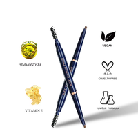 Crayon à sourcils étanche 2 en 1 naturel 3D pour le maquillage des yeux, résistant à la sueur et à double tête, marque privée, avec pinceau