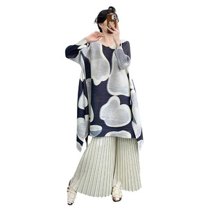 Robe plissée en polyester Miyake Miyake pour adulte, classique, à volants en forme de nuage, à manches longues, grande taille, pour <span class=keywords><strong>femme</strong></span>, coupe ample et élégante - Product Image 1