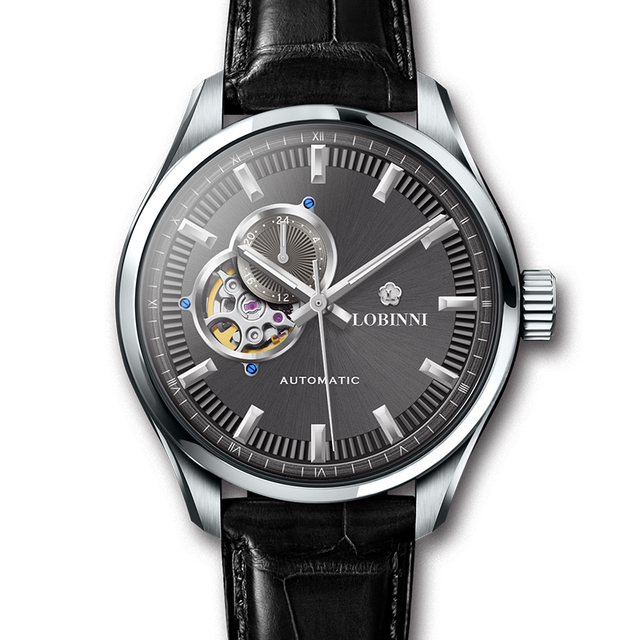 For 2023 New Men's Skeleton Automatic Mechanical Leather Strap Water Resistant Pointer Dial Luxury Watch