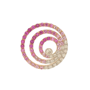 Colgante Espiral de Oro Rosa de 18K con Zafiro Rosa Degradado y Diamantes, Joyería de Estilo Dulce y Moderno - Product Image 1