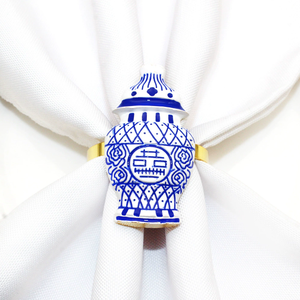 Anillos de Servilleta de Cerámica de Imitación, Diseño de Botella de Porcelana Azul, Porta Servilletas para Decoración de Mesa de Comedor de Boda - Product Image 4