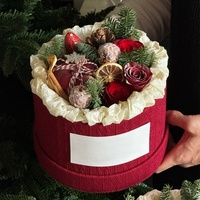 Nueva llegada caja de embalaje de flores caja redonda de flores de franela de punto de Navidad para arreglo floral