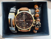 Ensemble de montres à quartz pour homme avec bracelet en cuir minimaliste tendance + bracelet en acier inoxydable - Boîtier en alliage 10 mm - Ensemble de 2 pièces pour couples