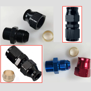 Logo personalizzato alluminio nero anodizzato dritto 6AN femmina Flare a 5/16 3/8 adattatore per raccordo tubo flessibile carburante con ghiera in ottone - Product Image 5