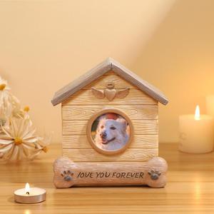 Urna para Mascotas con Forma de Casa de <span class=keywords><strong>Madera</strong></span>, Urna de Resina para Cenizas de Perros y Gatos, Marcador Conmemorativo Personalizado para Jardín o Tumba, Regalo de Condolencias - Product Image 1