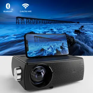 Projetor pequeno com suporte 4k wifi bluetooth 250 ansi android 9.0, aosp 1920x1080 p tela de 180 polegadas