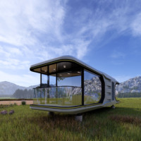 Maison conteneur à capsule spatiale de luxe Structure de panneau sandwich à cadre en acier Maisons préfabriquées prêtes à l'emploi pour abri d'auto inspiré