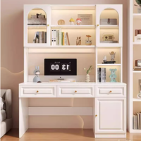 Bureau d'ordinateur et étagère intégrés en bois massif Conception simple pour les petits appartements et les études des étudiants Table pour ordinateur portable à domicile