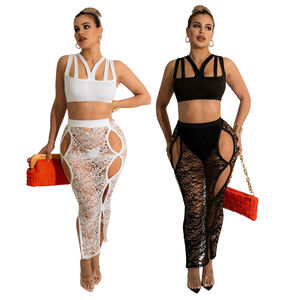 Nightclub Two Piece Skirt Set 2022 Party Wear Dresses for Women Nightdress Sexy Dress Lingerie Black Mesh Dress African <strong>Clothing</strong> - Product Image 2