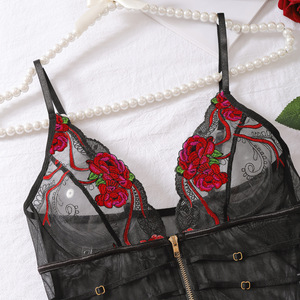 Bodysuit Wanita Bordir Renda Transparan - Lingerie Rajut - Product Image 6