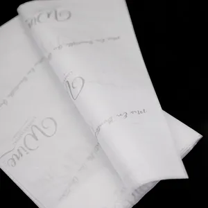 Projeto feito sob encomenda do logotipo branco preto embrulho de presente de papel de tecido de algodão para a roupa de embalagem