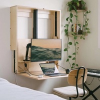 Bureau d'ordinateur portable mural pliable électrique réglable en hauteur en contreplaqué écologique avec rangement pour la maison OEM