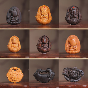 จี้ไม้สไตล์จีนรูปเทพเจ้าแห่งโชคลาภสำหรับเป็นของขวัญปีใหม่จีน - Product Image 3