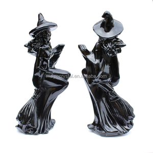 คริสตัลแกะสลักด้วย<span class=keywords><strong>มือ</strong></span>ตัวช่วยสร้างขี่ไม้กวาดแม่มดคริสตัลออบซิเดียนสีดำธรรมชาติสำหรับวันฮาโลวีน - Product Image 3