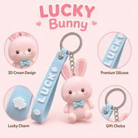Porte-clés Lapin Porte-bonheur en Silicone Portable, Accessoire de Sac Dessin Animé, Cadeau de Remise de Diplôme ou d'Anniversaire pour Elle