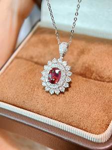 Lanphear kalung liontin mewah emas putih 18K kustom perhiasan bagus delima alami tanpa panas kalung berlian alami - Product Image 2