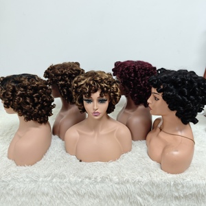 Letsfly - Pelucas de Cabello Humano Remy al por Mayor, 200% de Densidad, Onduladas y Rizadas, con Flequillo, sin Encaje, 201 gramos, Extensiones de Cabello 100% Naturales - Product Image 1