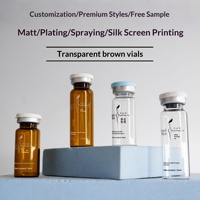 Flacon en verre de 5 ml pour poudre lyophilisée, flacon de 7 ml/10 ml pour sérum, finition sablée, compact, portable, nouveau couvercle transparent, sérum pour les soins capillaires