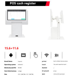 Sistema POS Android Blanco con Pantallas Táctiles de 15.6"+11.6", 4GB+64GB, Compatible con Caja Registradora/Escáner de Código de Barras/Impresora, Máquina POS Completa - Product Image 4