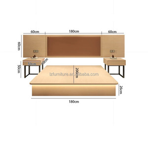 Inexpensive Commercial 3 Star Hotel <b>Twin</b> Bedroom Furniture Sets Solid Wood <b>Bed</b> <b>Frame</b> with Upholstered Headboard & Nightstands - Product Image 5