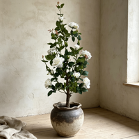 Rose artificielle de 120 cm, fausse rose blanche, plante bonsaï, style moderne, fleurs artificielles pour la décoration intérieure