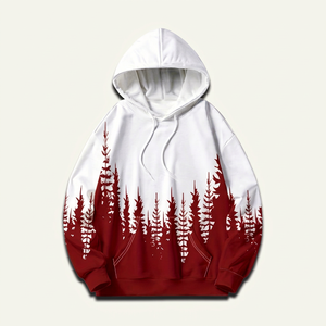 Sweat-shirt à capuche pour homme, hiver, imprimé cerf rouge et blanc, style décontracté, tricoté en polyester, avec poche - Product Image 1