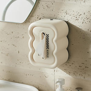 Porte-mouchoirs mural en forme de boîte, couleur crème, en matériau PP, pour salle de bain, cuisine, salon, voiture - Product Image 1